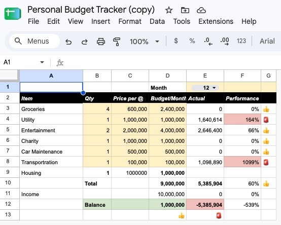 Personal Budget Tracker template